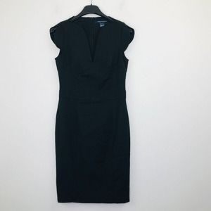 French Connection Womens 6 Dress Black Lolo Stretch Sheath Sleeveless Plunge CJ4